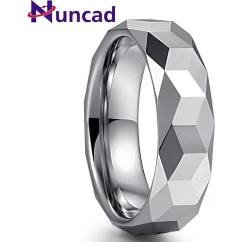 Nuncad Mens Sungsten Carbide Rings Personalizd 6MM Rhombus Polished Silver Color Rings For Male Jewelry Comfort fit Size