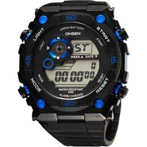 OHSEN Brand Men Sports Watches Fashion Chronos Countdown Mens Waterproof LED Digital Watch Man Military Clock Relogio Masculino
