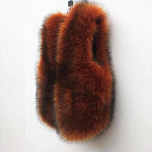 Newest Fashion Faux fox Fur Vest caramel colour Faux Fur Coat Thicker Warm Fox Fur Vest Colete Feminino Plus size S-3XL wq815