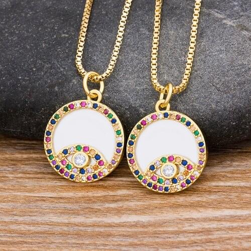 New Arrival Gold Color Shell Pendant Necklace Evil Eye Snake Rainbow Cubic Zirconia Statement Jewelry For Women Engagement