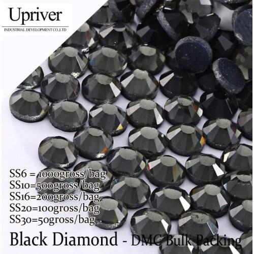 Bulk Packing Dress Accessories Grey Glue High Quality SS6 SS10 SS16 SS20 SS30 Black Diamond Hotfix Rhinestones