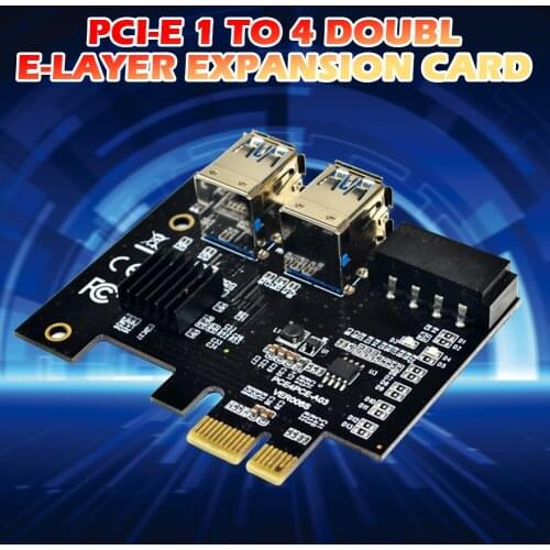 PCI-E to PCIe Adapter 1x to 16x 1 to 4 USB 3.0 Riser for BTC Mining Molex 4 Pin 4 Port USB PCI-E Expansion Card PCI Express