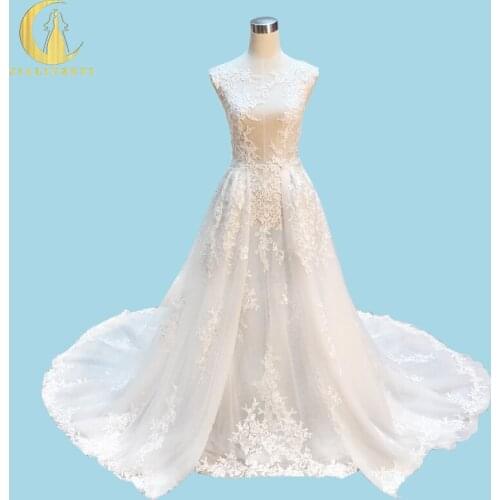 Real Sample Rhine Sexy See Through Lace Appliques Two Pieces with separate Court Zuhair Murad Wedding Gown wedding dresses 2021