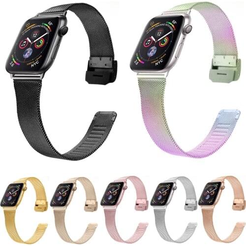 Meshed Loop Band For Apple Watch Series 5 4 3 2 1 Strap Stainless Steel Metal Watchband For iWatch 44mm 42mm 40mm 38mm Bands