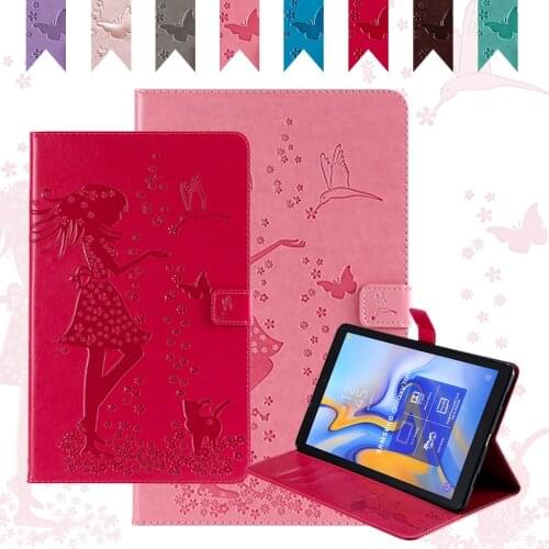 For Samsung Galaxy Tab A 10.5 2018 Cover luxury Emboss Girl Folding Folio Leather Flip wallet Shell T590 T595 Tablet Case Stand