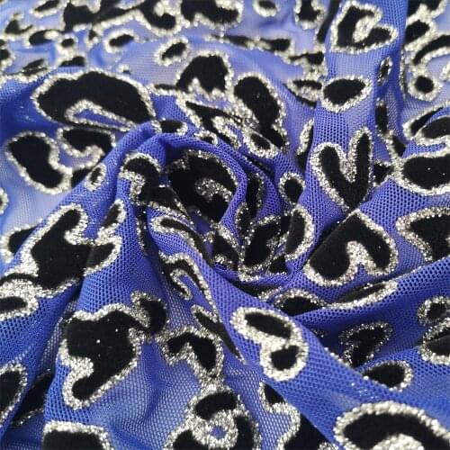 Mesh fabric with leopard print flocking and bronze printing for garment tulle dance clothing textile custom elastic fashion knit