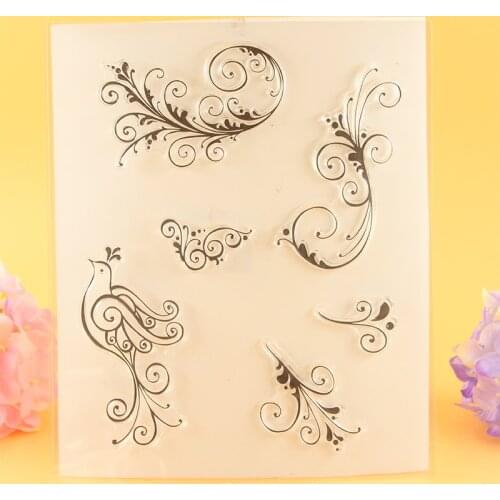 YLCS072 bird lace angle Silicone clear stamps for Scrapbooking DIY album cards decoration Embossing folder rubber stamp 15*18cm