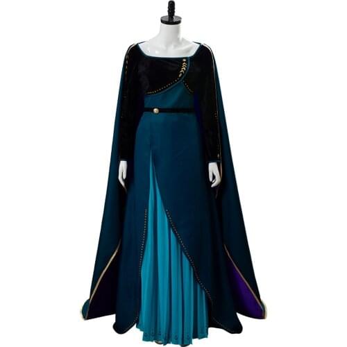 Snow Queen 2 Anna Coronation Dress Cosplay Adult Women Girls Dress Long Gown Cape Suit Halloween Carnival Suit