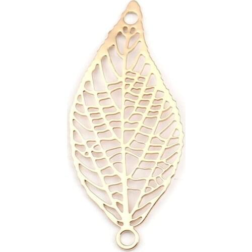 DoreenBeads Fashion Copper Filigree Stamping Connectors Square Gold Color Message Leaf Pattern Jewelry DIY Findings, 10 PCs