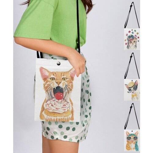 Cute Cat Print Crossbody Cell Phone Shoulder Bag Cellphone Bag Fashion Daily Use Mini Summer Shoulder Bag for Women Wallet