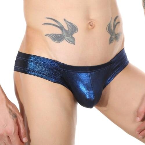 Sexy Men Breifs Sex Time Tanga Sexy Men Boxer Low Waist Faux Leather Panties Underwear