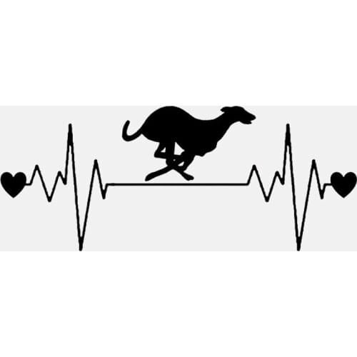 Lovely Dog Racing Whippet Heartbeat Line Vinyl Black/Silver Car Sticker 17cm*7cm