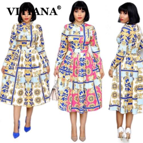 VITIANA Women Long Sleeve Vintage Dresses For Womens Autumn 2020 Female Turtleneck A-Line Midi Dress Woman Fashion Vestidos