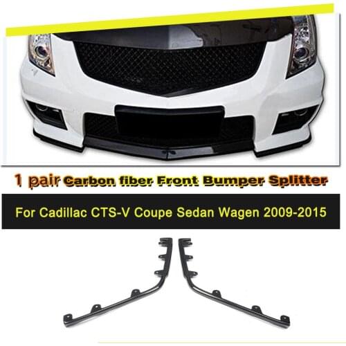 Front Bumper Center Lip Side Splitters Spoiler Flaps Protector for Cadillac CTS-V 2009 - 2015 Non V sport Carbon Fiber / FRP