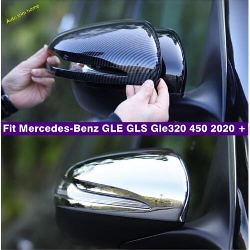 Chrome / Carbon Fiber Look Door Rearview Mirror Decoration Shell Cover Trim Fit For Mercedes-Benz GLE GLS Gle320 450 2020 2021