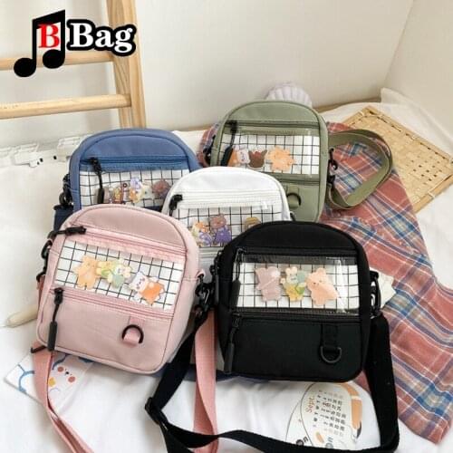 Women lovely Satchel Shoulder Bags for Girls New Fashion Female Canvas Crossbody Bags Cute Transparent Purses Messenger Bags