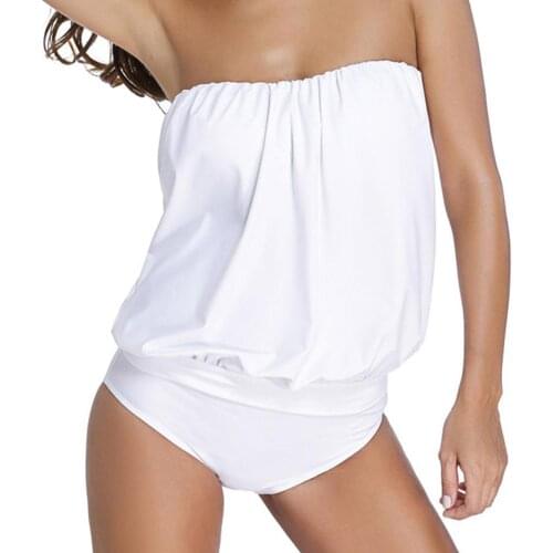 Plus Size Womens Swimsuits Solid Color Backless Strapless Beach One Piece Swimsuit Swimwear Summer Classic Swimming Bikinis Set