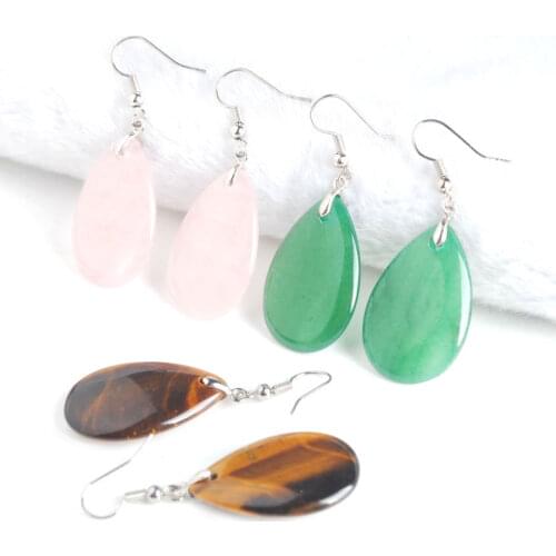 WOJIAER Indian Tribal Natural Stone Earring Dangle Drop Earrings Water Drop Earring For Women Crystal Quartz Earring PBV911