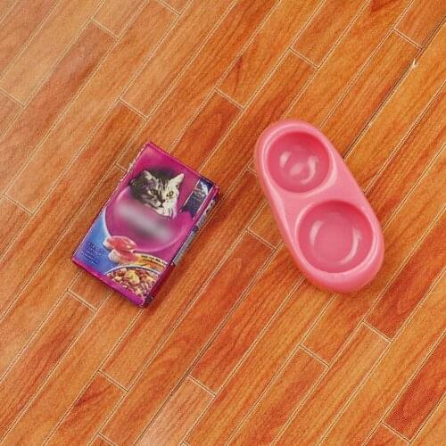 1/12 Dollhouse Miniature Accessories Mini Dog Cat Pet For Doll Model with House Furniture Plate Toys Food Simulation Decor G0Q4