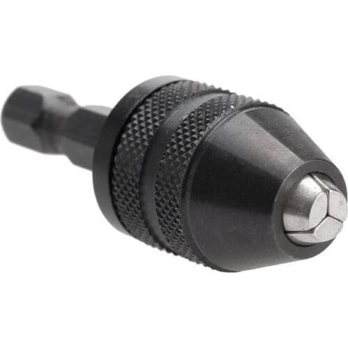 1Pc Carbon Steel Clamp Range 0.3-3.6mm Keyless Drill Bit Chuck Adapter Impact Driver Converter 1/4" 6mm Hex Shank Black