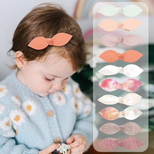 10Pcs/Lot Baby Headband Leather Sequins Hair Accessories For Gilrs Bowknot Head Bands Children Side Hair Clips Shining Barrettes