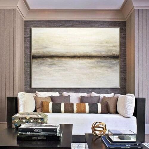 100% Hand Painted Oil Painting Palette Knife Artwork Knife Large Abstract On Canvas Beige Wall Art Neutral Contemporary