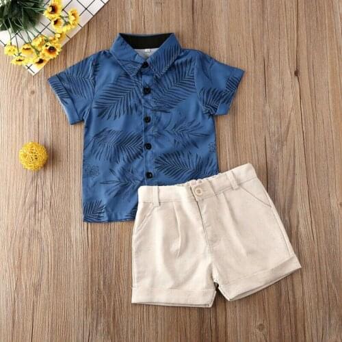 2pcs Toddler Kid Baby Boy Leaf Print Clothes T-shirt Tops+Shorts Pants Summer Outfit Set 1-6Y