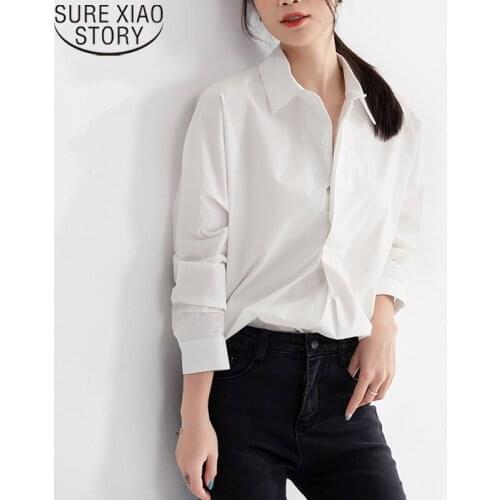 2021 Spring Autumn Office Lady Women White Long Sleeve Shirts and Blouses Chiffon Casual Shirt Plus Size Loose Blouse Tops 10239