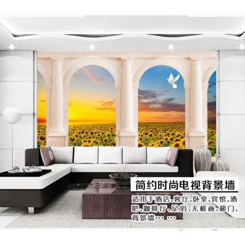 3d photo wallpaper custom 3d murals wallpaper mural Pastoral scenery Sunflowers flowers arch Jane European background wall paper