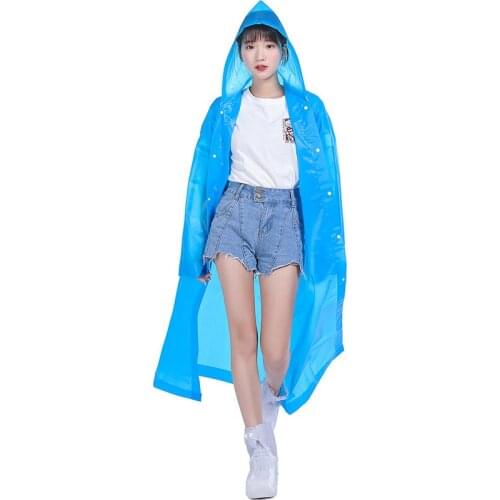 5 Color Fashion EVA Material Women Rain Coat Outdoor Travel Hiking One-piece Button Raincoats Poncho