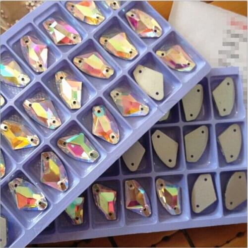 All size White AB DIY Handcraft Accessaries 2 holes Strass Flat Back Crystal Glass Sew On Rhinestones