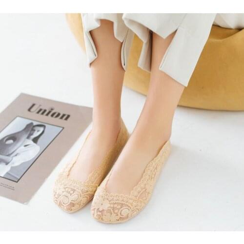 Anyongzu 10pair/lot New Lady Shallow Mouth Stealth Lace 360 Silicone Antiskid Socks Thin Female Bud silk No paper