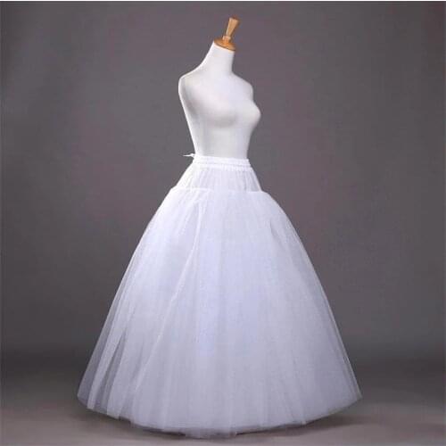 White Ball gown tulle hoopless Petticoat Crinoline Skirt Waist adjustable jupon Cheap Wedding Dress Underskirt