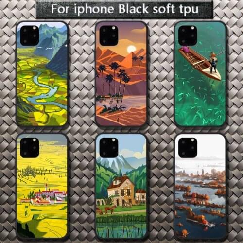 Beautiful scenery illustration Phone Case for iPhone 8 7 6 6S Plus X 5S SE 2020 XR 11 12 Pro mini pro XS MAX