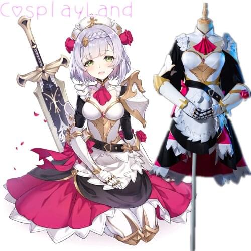 Game Genshin Impact Cosplay Noelle Costume Carnival Halloween Costumes Lolita Dress Women Outfit Full Set Maid Dress