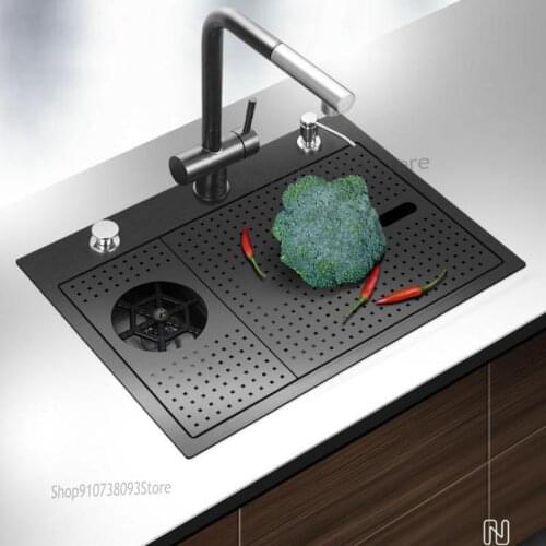 High Pressure Cup Washer Bar Counter Hand Sink Nano Black Medium Island Top And Bottom Basin Multi Function Coffee Small Single