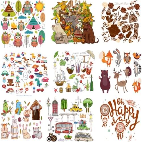 Iron on Transfer for Clothing Stickers for Children Ironing Applications Diy Animal Patches Heat Transfer Pvc Patch Stripes J