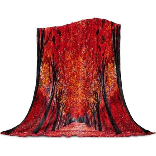 Living Room Sofa Blanket Woods Road Red Fallen Leaves Children Soft Throw Blanket Travel Airplane Hotel Portable Thin Blanket