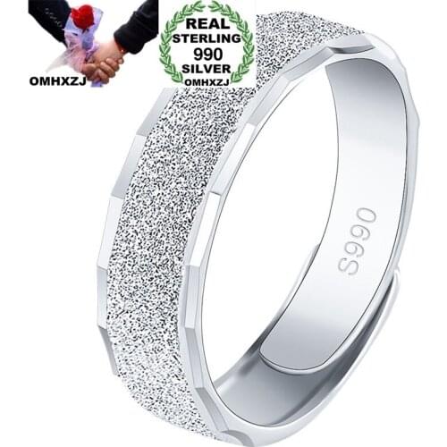 OMHXZJ Wholesale European Fashion Hot Jewelry Man Male Party Birthday Wedding Gift Simple Resizable S990 Sterling Silver RR834