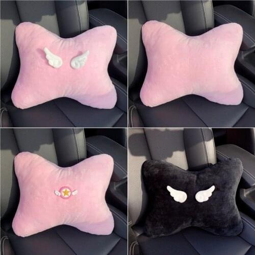 Cartoon Soft Plush Car Seat Belt Back Cushion Lovely Anime Pink Moon Card Captor Sakura Neck Pillows Headrest car Decorations
