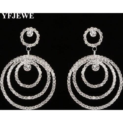 YFJEWE New Silver Color Long Crystal Tassel Dangle Earrings for Women Bar Wedding Drop Earing Fashion Jewelry Gifts E300