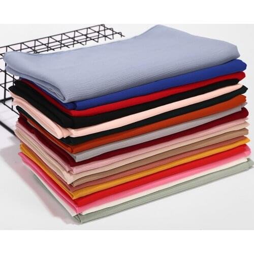 Malaysian Natural Wrinkled Maxi Scarves Quality Chiffon Women Headband Breathable Pleated Arab Islamic Female Long Shawl Wrap