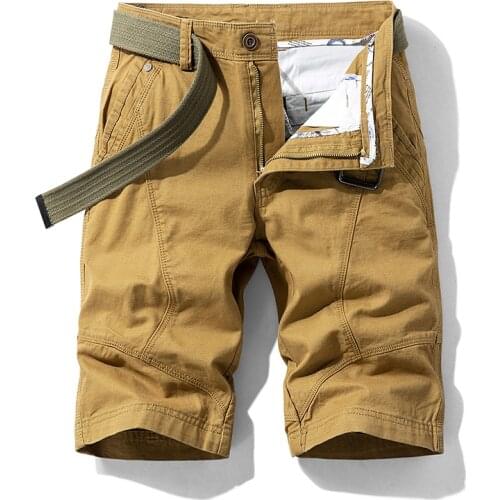 New Mens Summer New Casual Loose Camouflage Cargo Shorts Men Multi-Pocket Cotton Street Military Knee-Length Beach Shorts 28-38