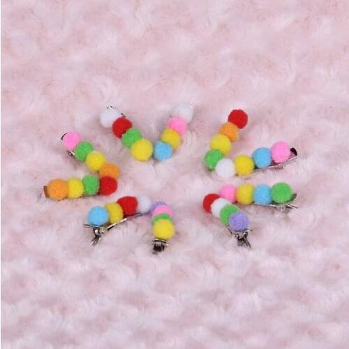 2PCS Candy Color Dog Hairpin Lovely Hair Accessories Decorated with Small Balls