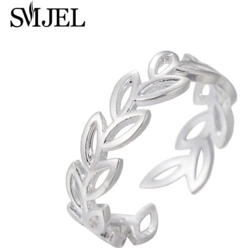 SMJEL New Boho Oliver Leaves Rings for Women Personalize Wedding Bague Femme Gifts