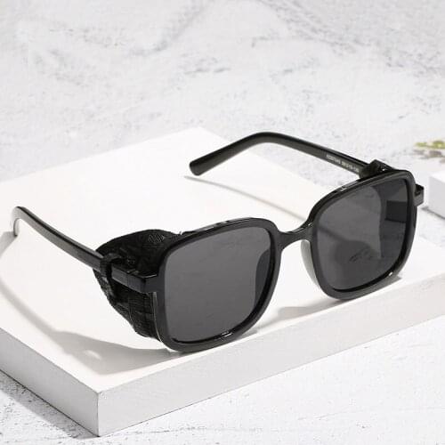 Retro Square Sunglasses Men Steampunk Brand Designer Sunglasses For Ladies Punk Style Black Shades UV Protection