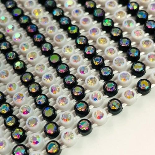 Taidian SS8 Rhinestone Banding For Native Jewelry Black And White Alternating Cup 10yards/lot Crystal AB Stone