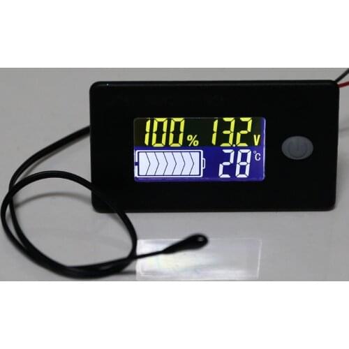 Upgraded Battery Capacity Indicator with Voltage Alarm & Thermometer DC 10-100V Li-ion Lifepo4 Lead acid Battery Monitor