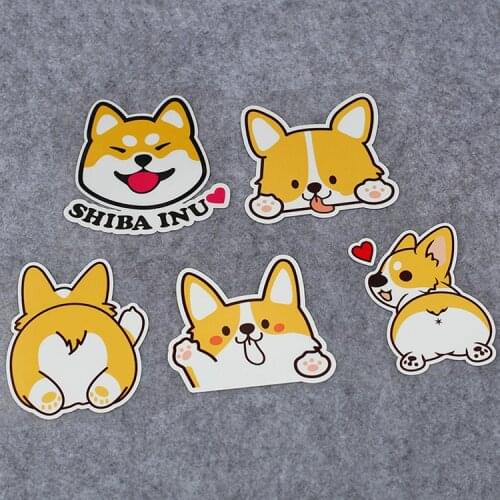 Car Styling Pet Dog Cute Corgi Lovely Animal Auto Window Tail Vinyl Sticker Decals