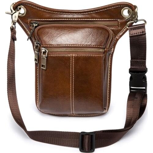 High Quality PU Leather New Men Waist Fanny Leg Bag Drop Belt Hip Bum Motorcycle Ride Messenger Shoulder Cross Pack
